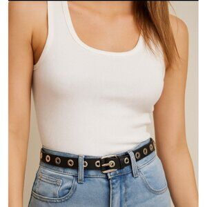 Sandro Black Belt with silver hardware - Size T 2 / 36''